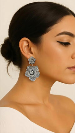 Buccellati Blossom Collection Lange Vintage Sterling Silber Ohrringe