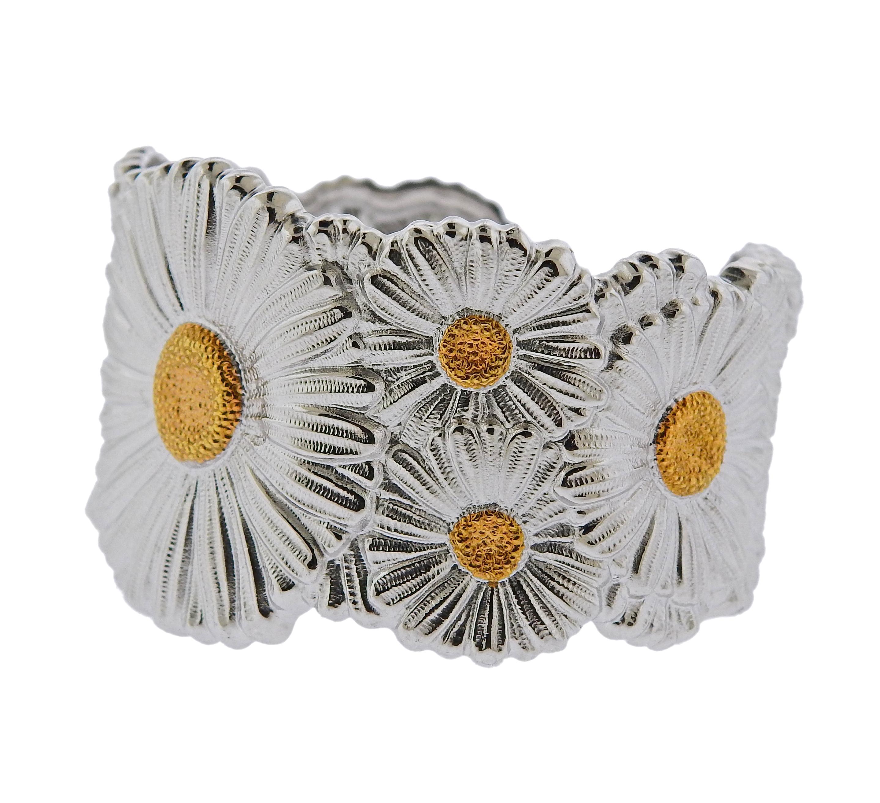 Modern Buccellati Blossom with Gold Accents Cuff Bracelet