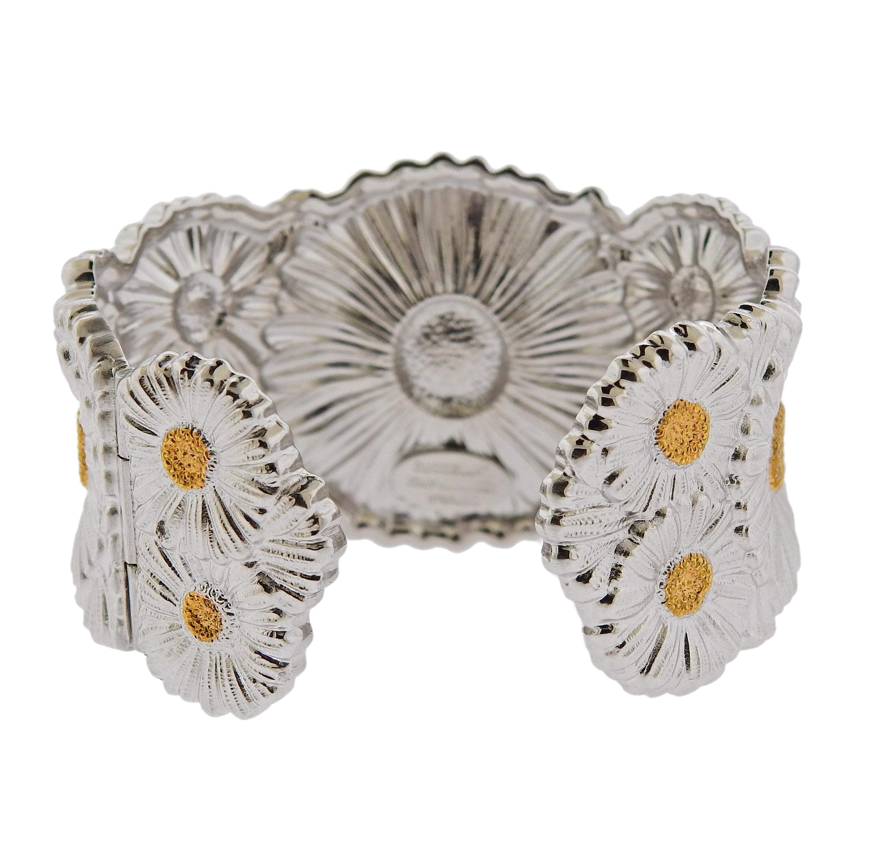 Buccellati Blossom with Gold Accents Cuff Bracelet In Excellent Condition In New York, NY