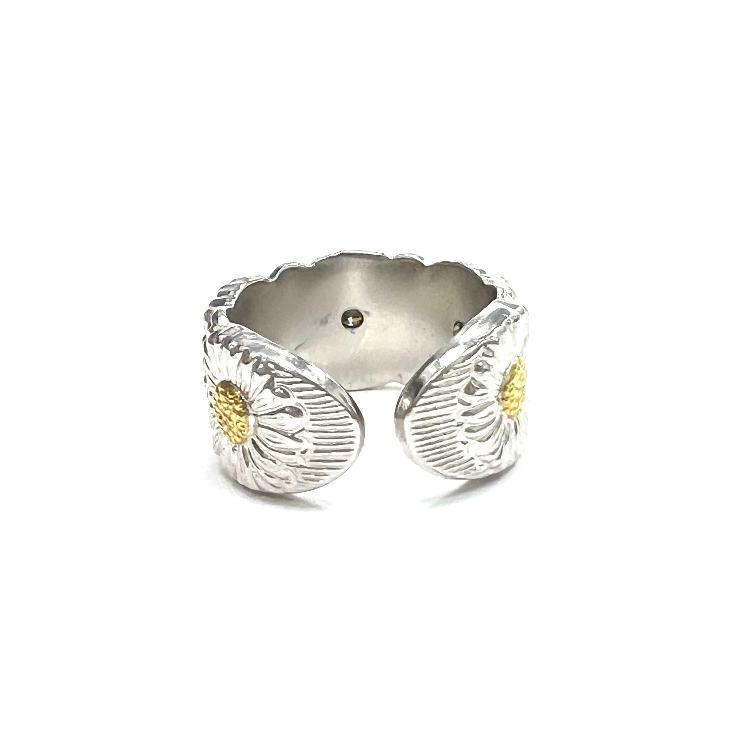 Buccellati Gänseblümchen-Diamant-Ring aus Sterlingsilber (Zeitgenössisch) im Angebot