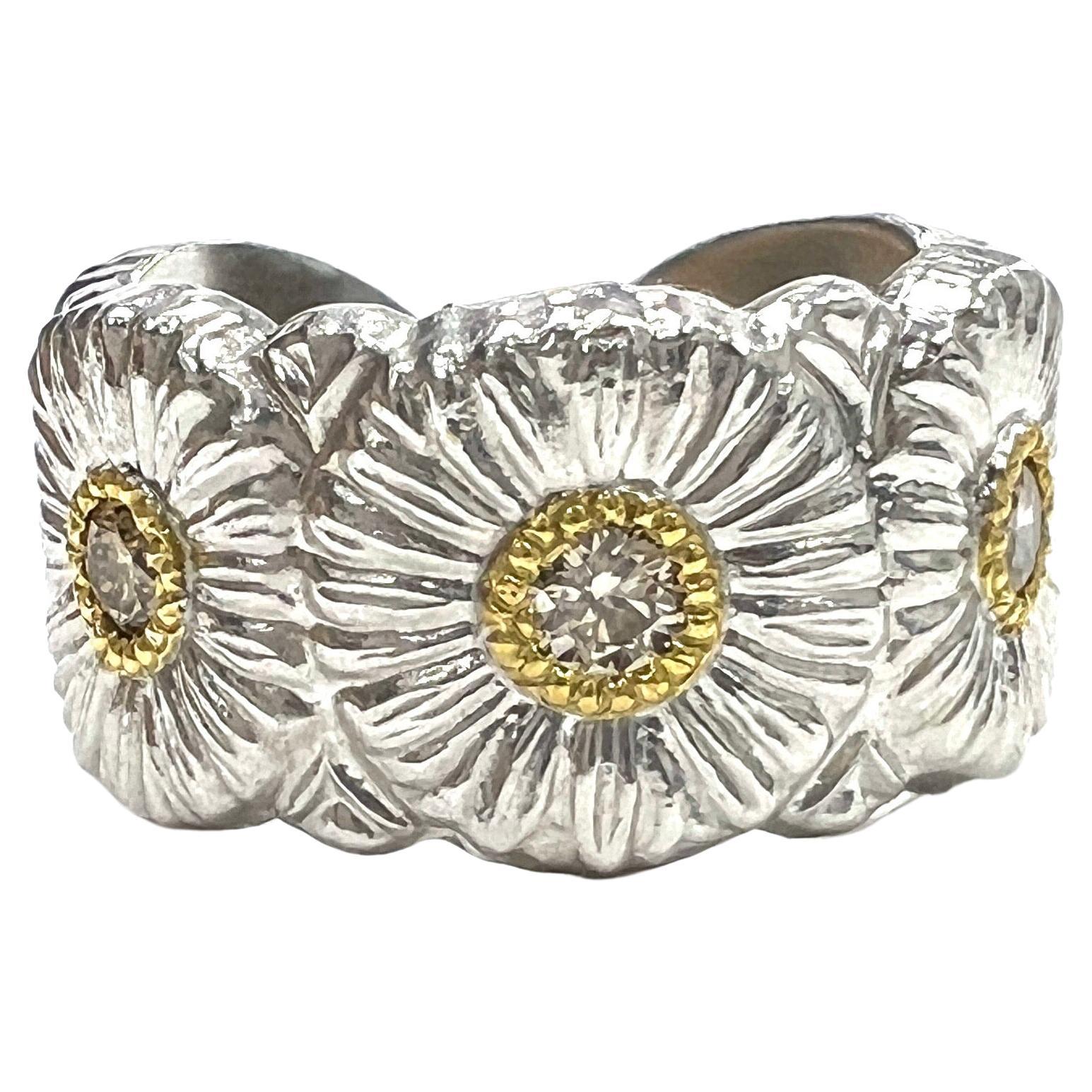 Buccellati Gänseblümchen-Diamant-Ring aus Sterlingsilber im Angebot