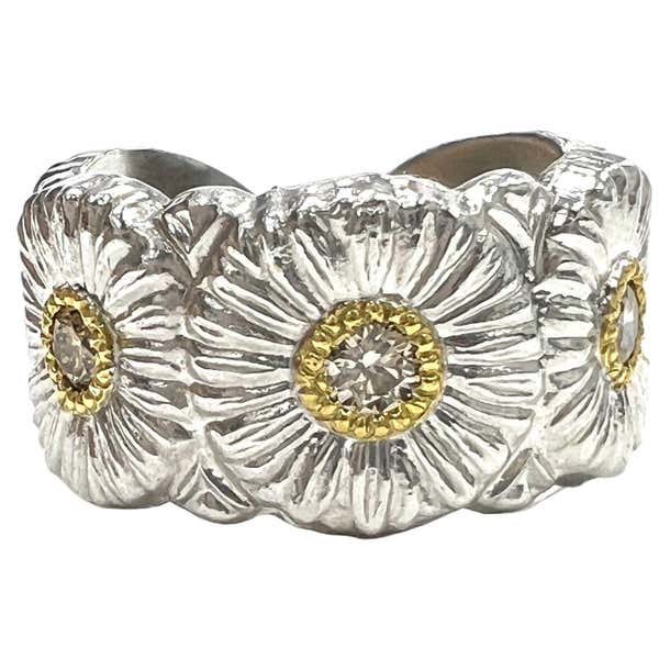 Buccellati Blossoms Daisy Diamond Sterling Silver Ring For Sale at