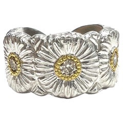 Retro Buccellati Blossoms Daisy Diamond Sterling Silver Ring