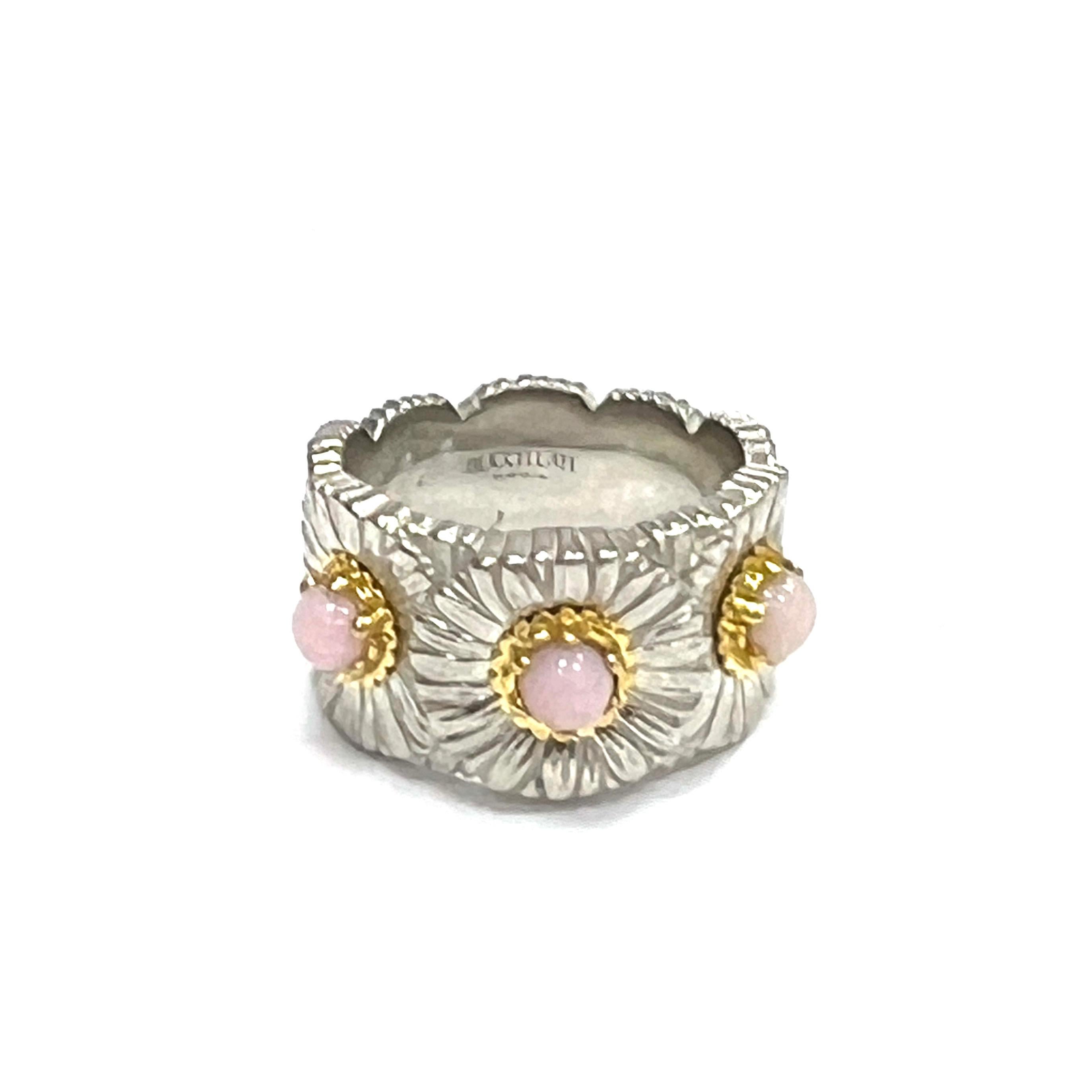 Contemporary Buccellati Blossoms Daisy Pink Opal Sterling Silver Ring