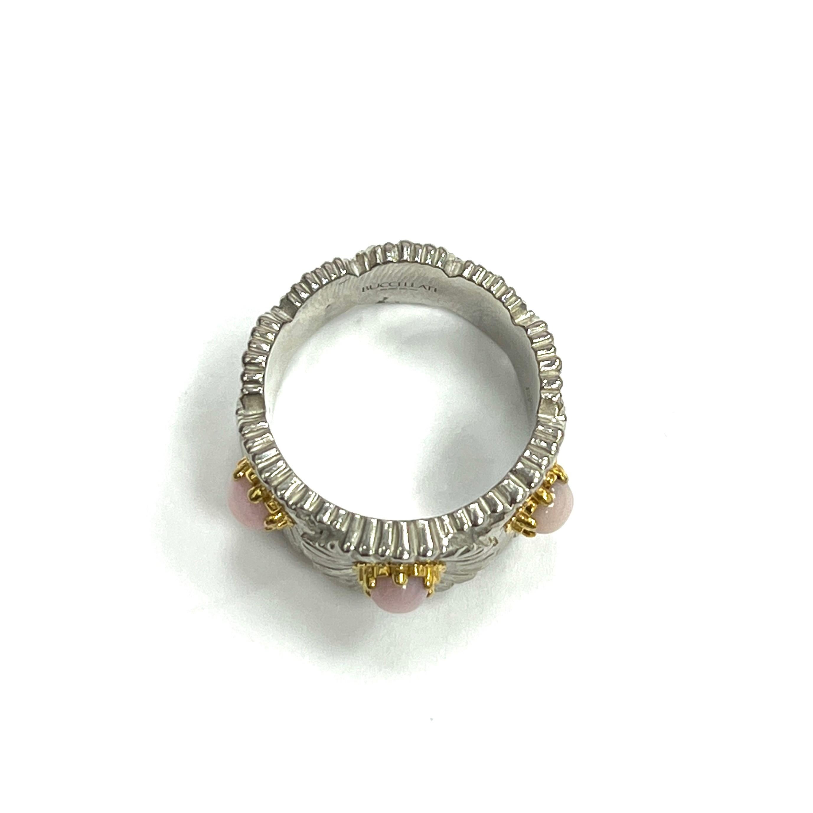 Cabochon Buccellati Blossoms Daisy Pink Opal Sterling Silver Ring