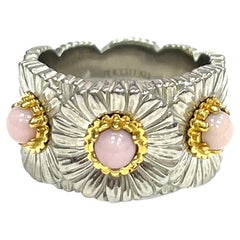 Vintage Buccellati Blossoms Daisy Pink Opal Sterling Silver Ring