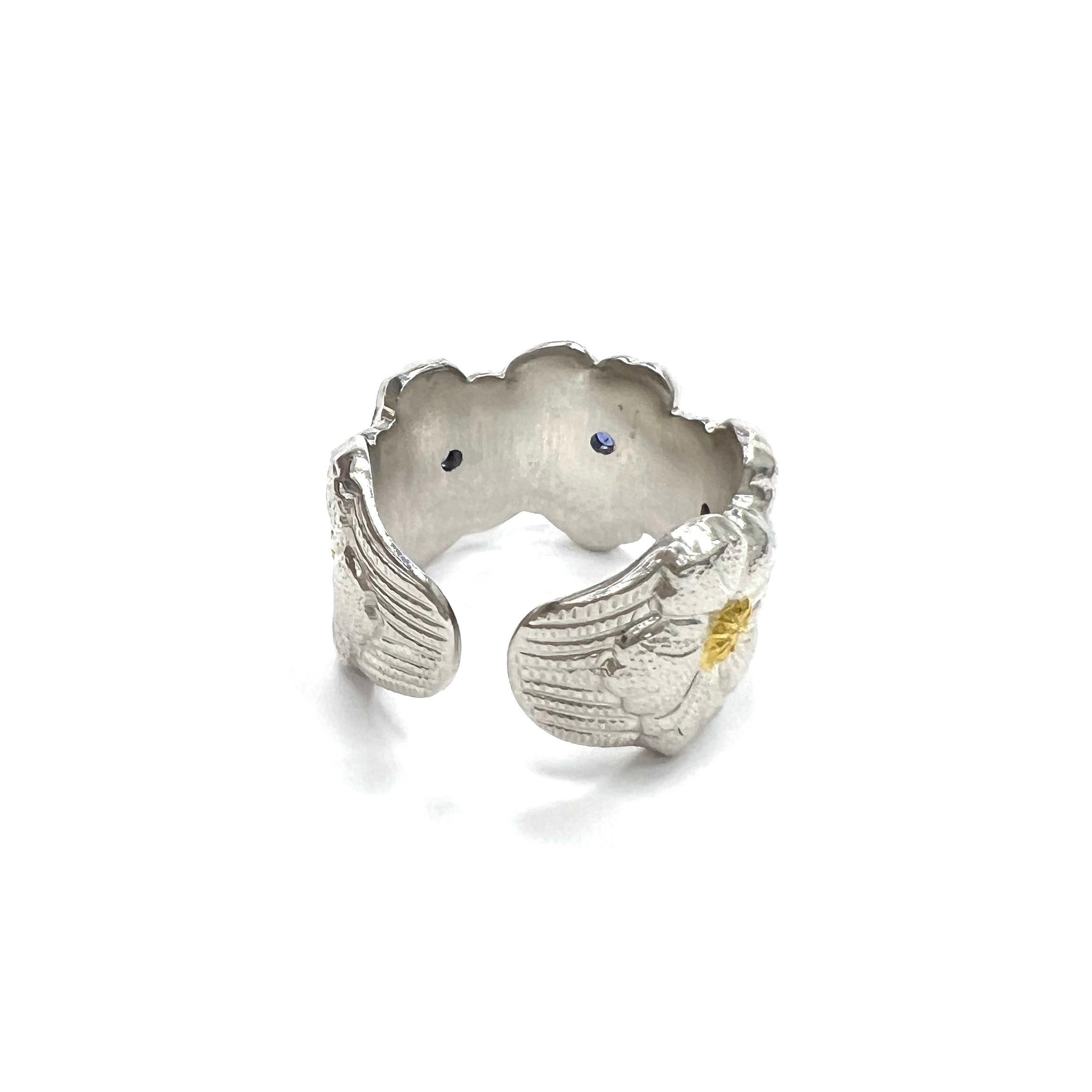 Buccellati Blüten-Saphir-Ring aus Sterlingsilber (Zeitgenössisch) im Angebot