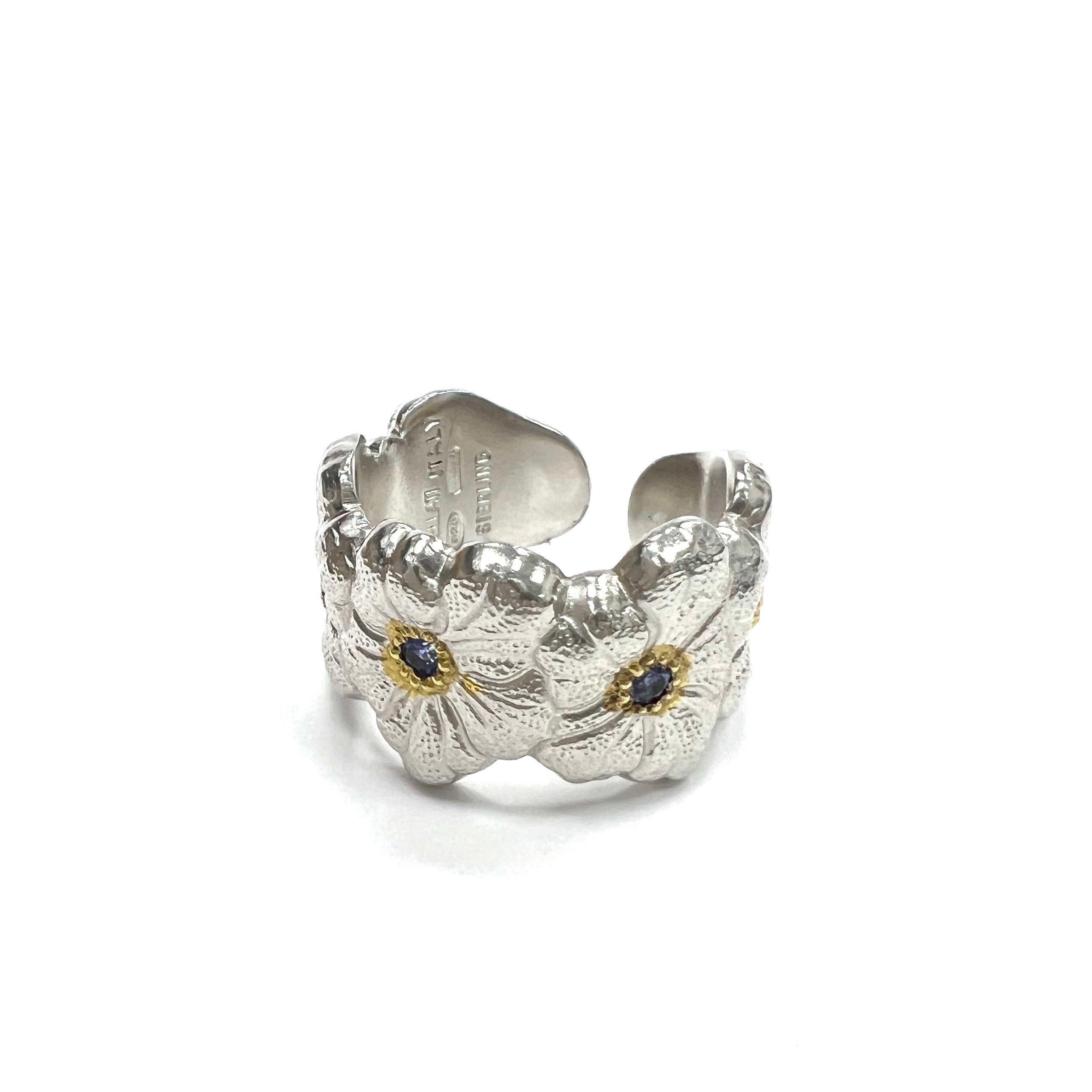 Buccellati Blüten-Saphir-Ring aus Sterlingsilber im Zustand „Hervorragend“ im Angebot in New York, NY