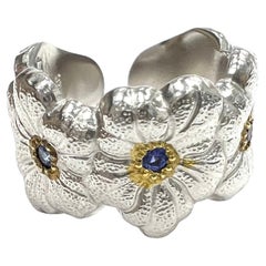 Vintage Buccellati Blossoms Sapphire Sterling Silver Ring