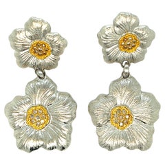 Vintage Buccellati Blossoms Sterling Silver Diamond Earrings