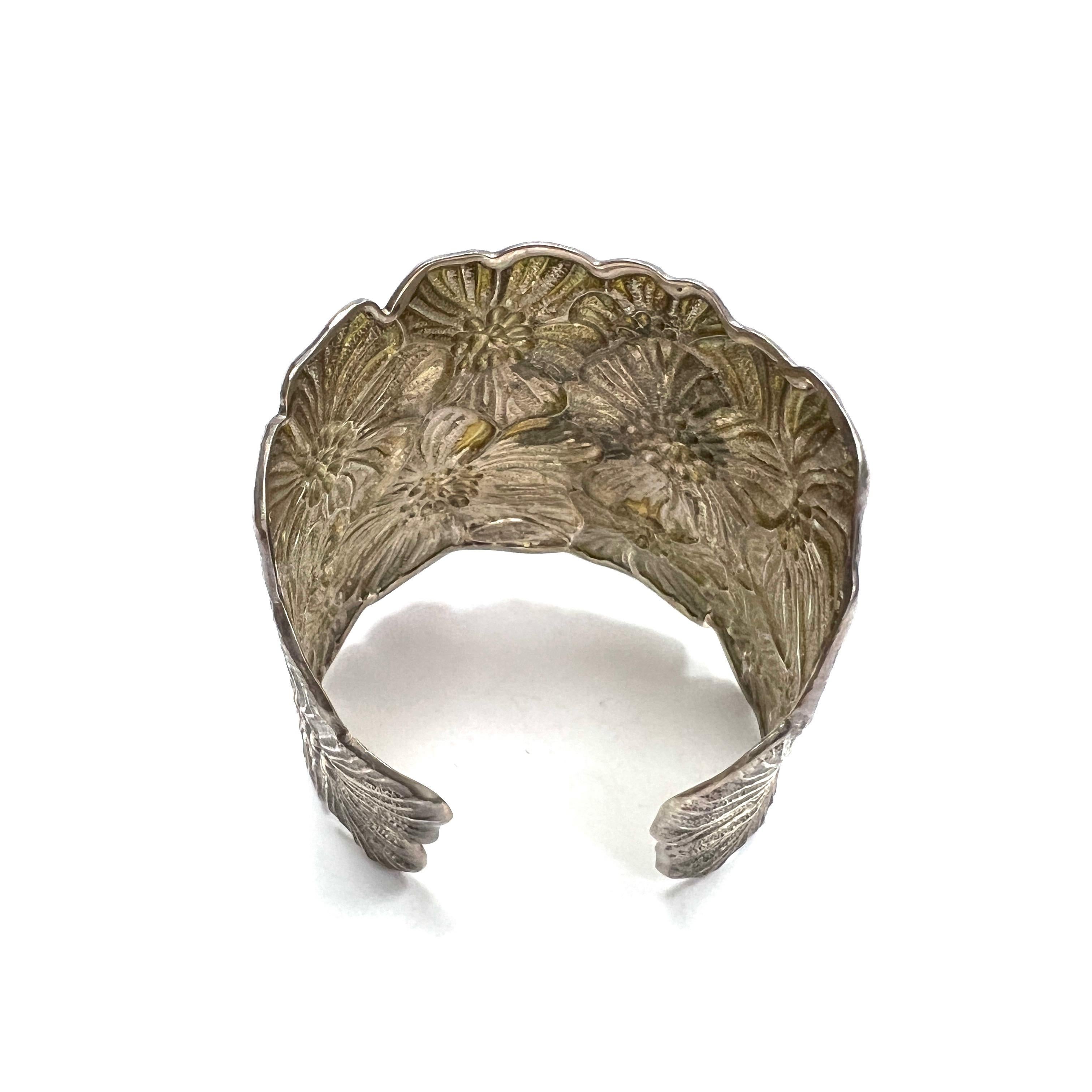 Contemporary Buccellati Blossoms Wide & Dark Sterling Silver Cuff Bracelet For Sale