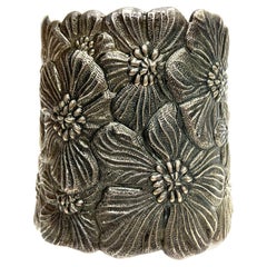 Vintage Buccellati Blossoms Wide & Dark Sterling Silver Cuff Bracelet