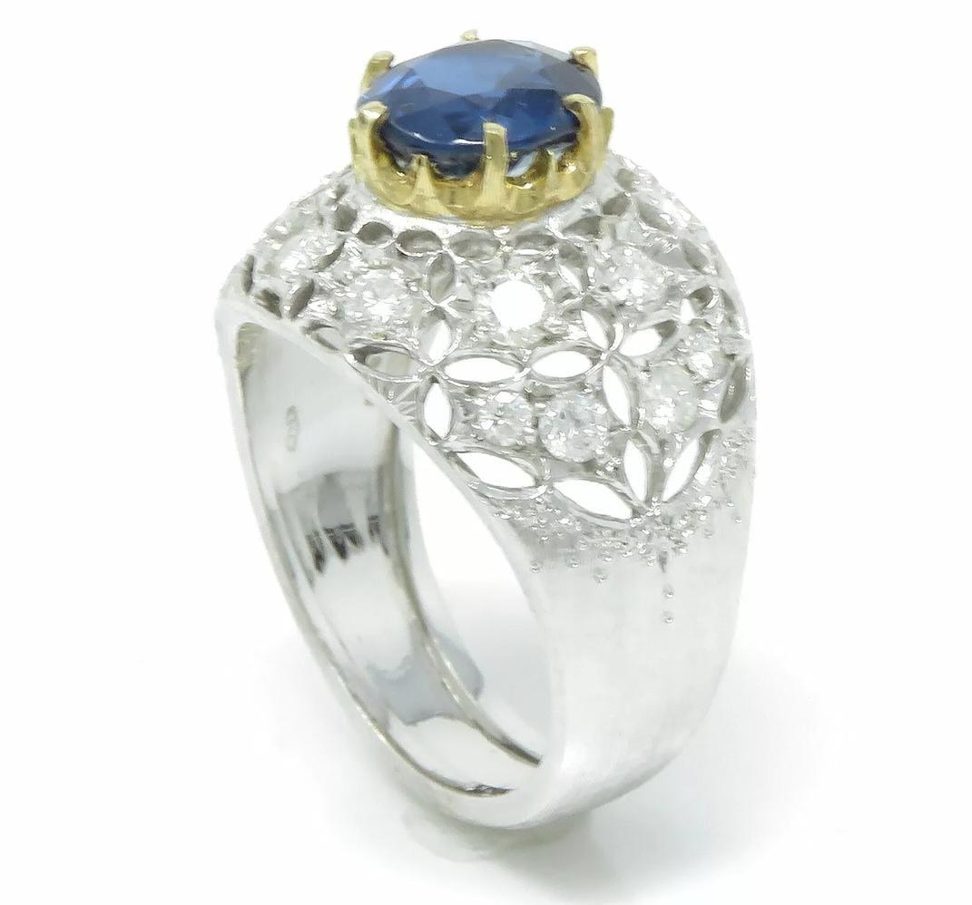 Anillo Buccellati Zafiro Azul Diamante en Excelente estado para la venta en Chicago, IL