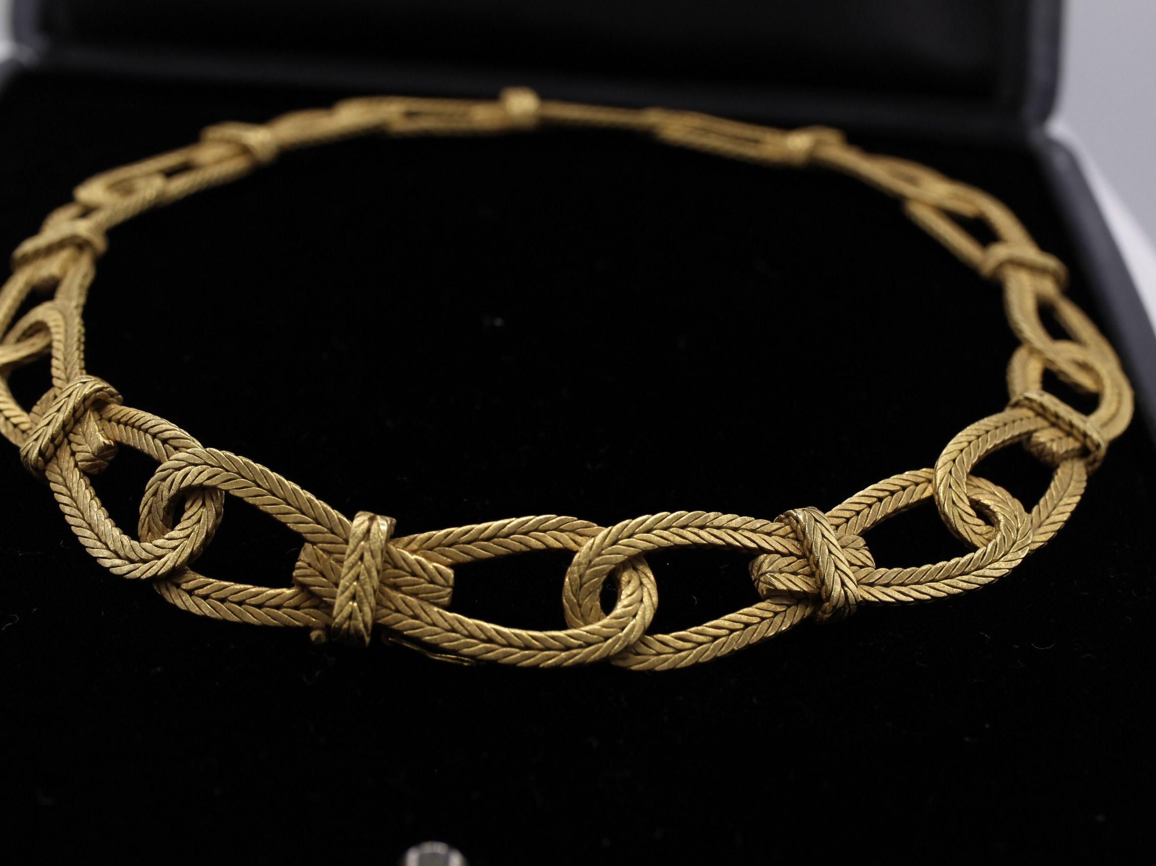 Women's or Men's Buccellati Braided Link 18 Karat Yellow Gold Necklace  For Sale