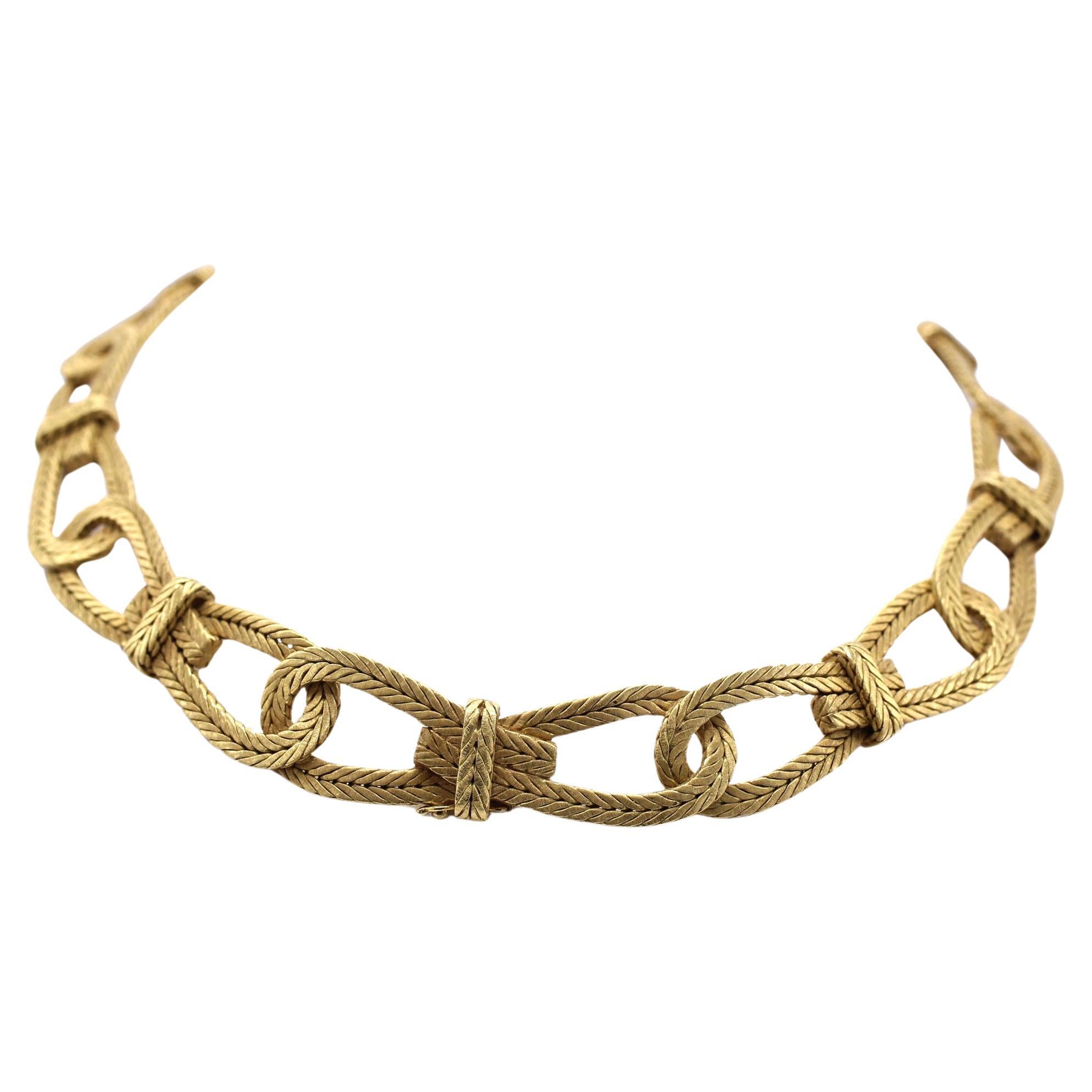 Buccellati Braided Link 18 Karat Yellow Gold Necklace  For Sale