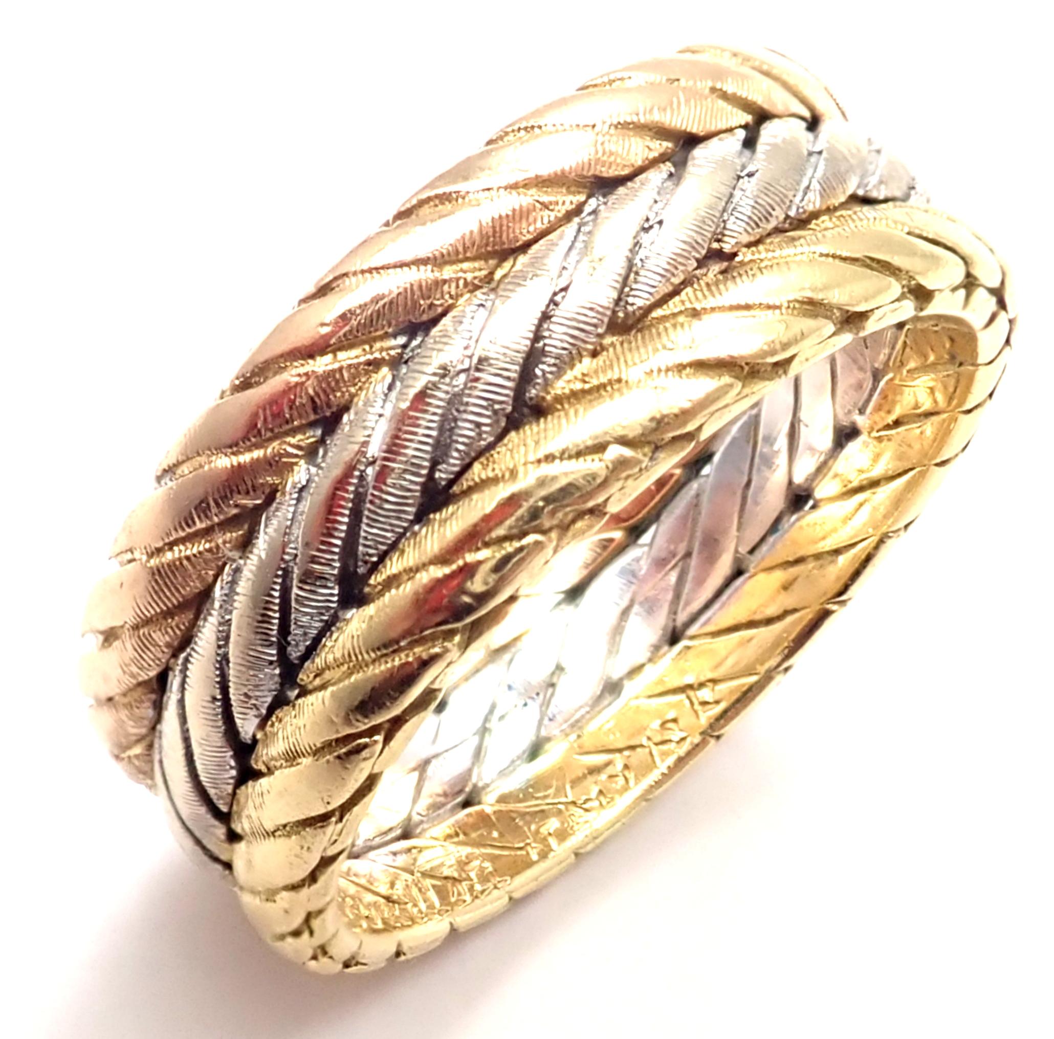 tri color gold braided ring