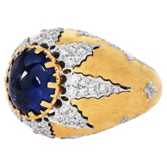 Anello da Cocktail in Oro 18K con Zaffiro Diamante Cabochon di Buccellati