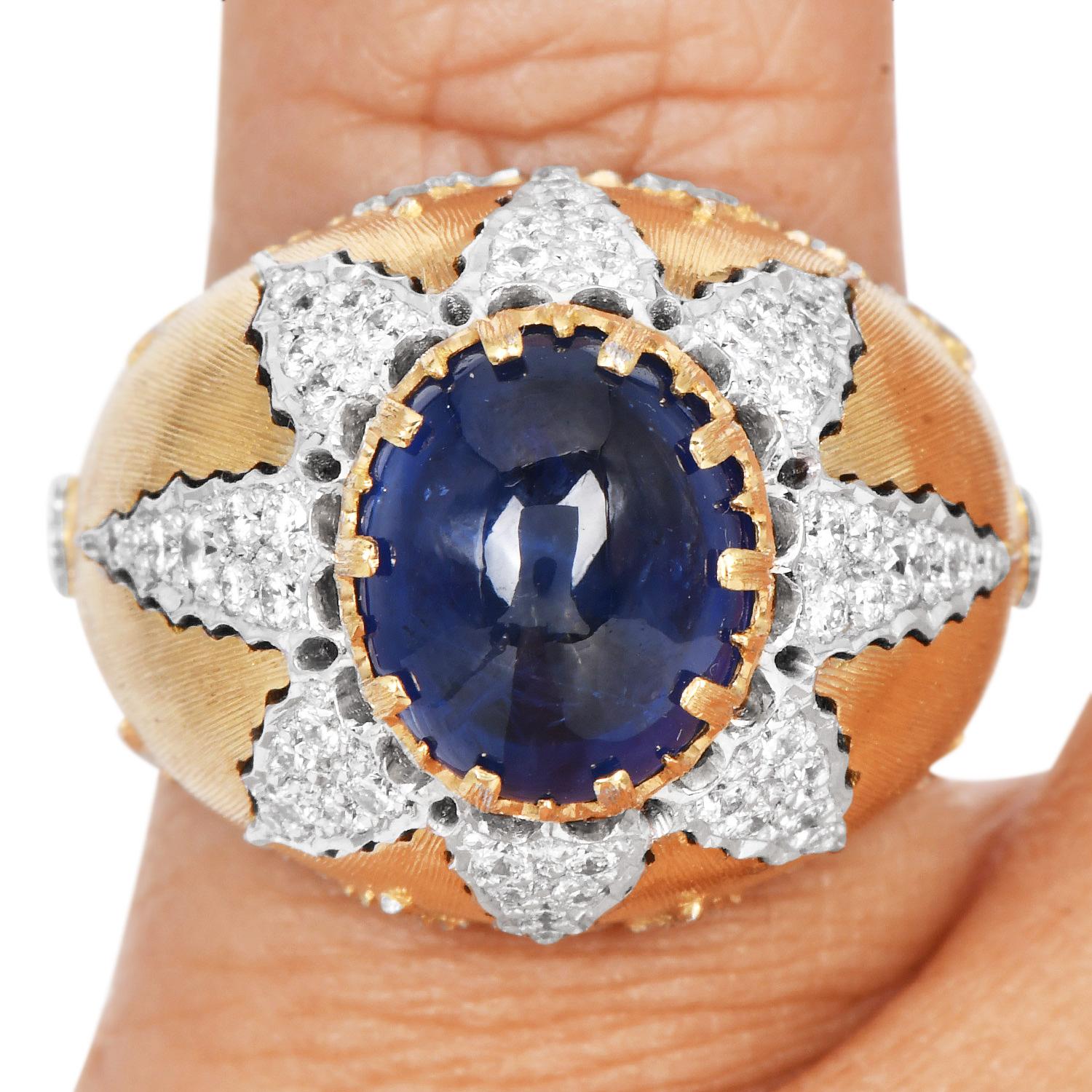 Buccellati Cabochon Sapphire Diamond 18K Gold Cocktail RIng 1