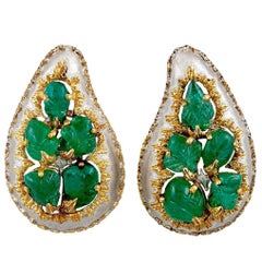 Buccellati Carved Emerald Earrings