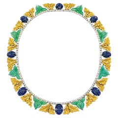 Buccellati Carved Jade and Sapphire Necklace