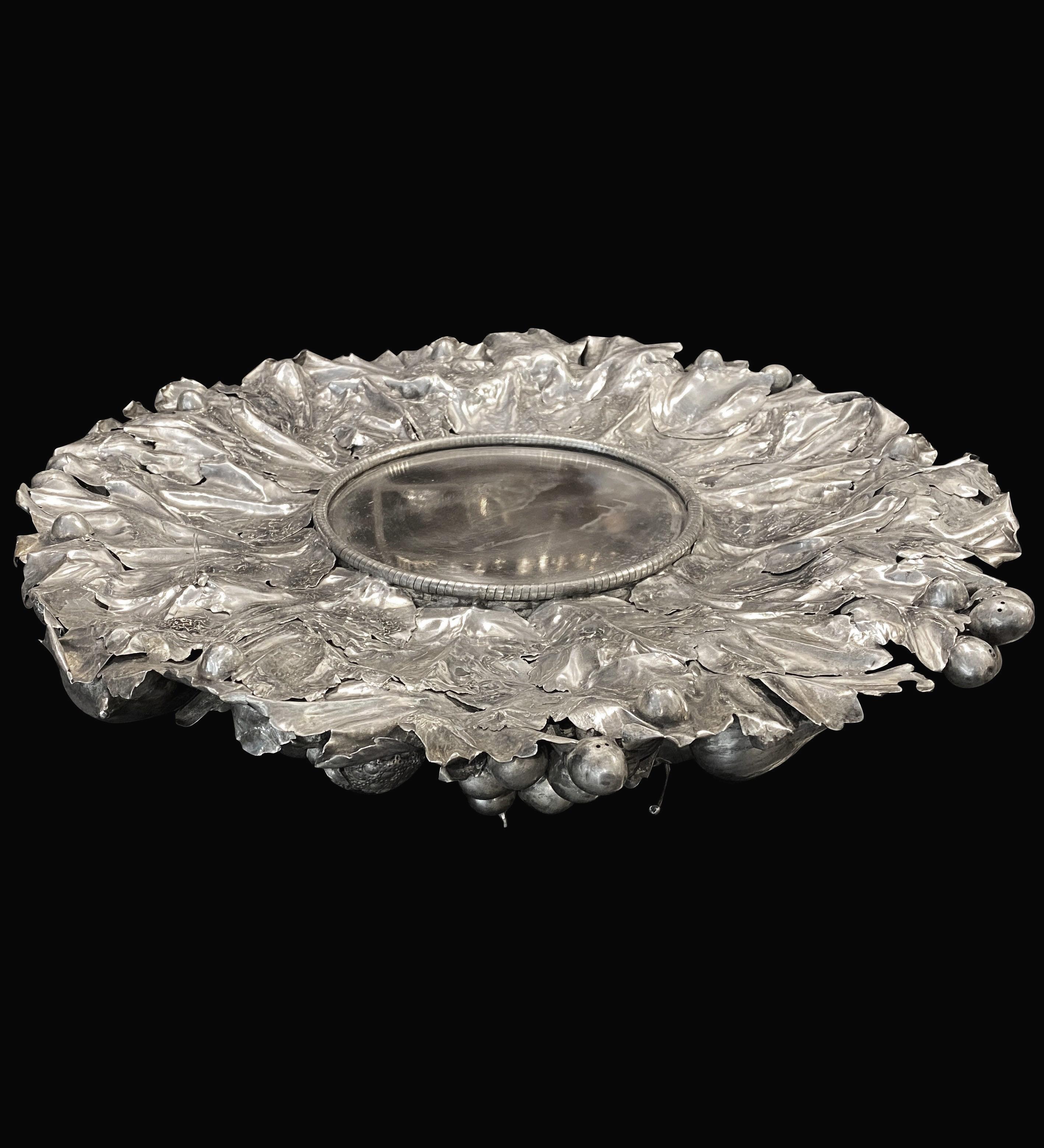 Mid-20th Century Buccellati Fruits Wreath Centerpiece , Silver Sterling, Mid 20th Century