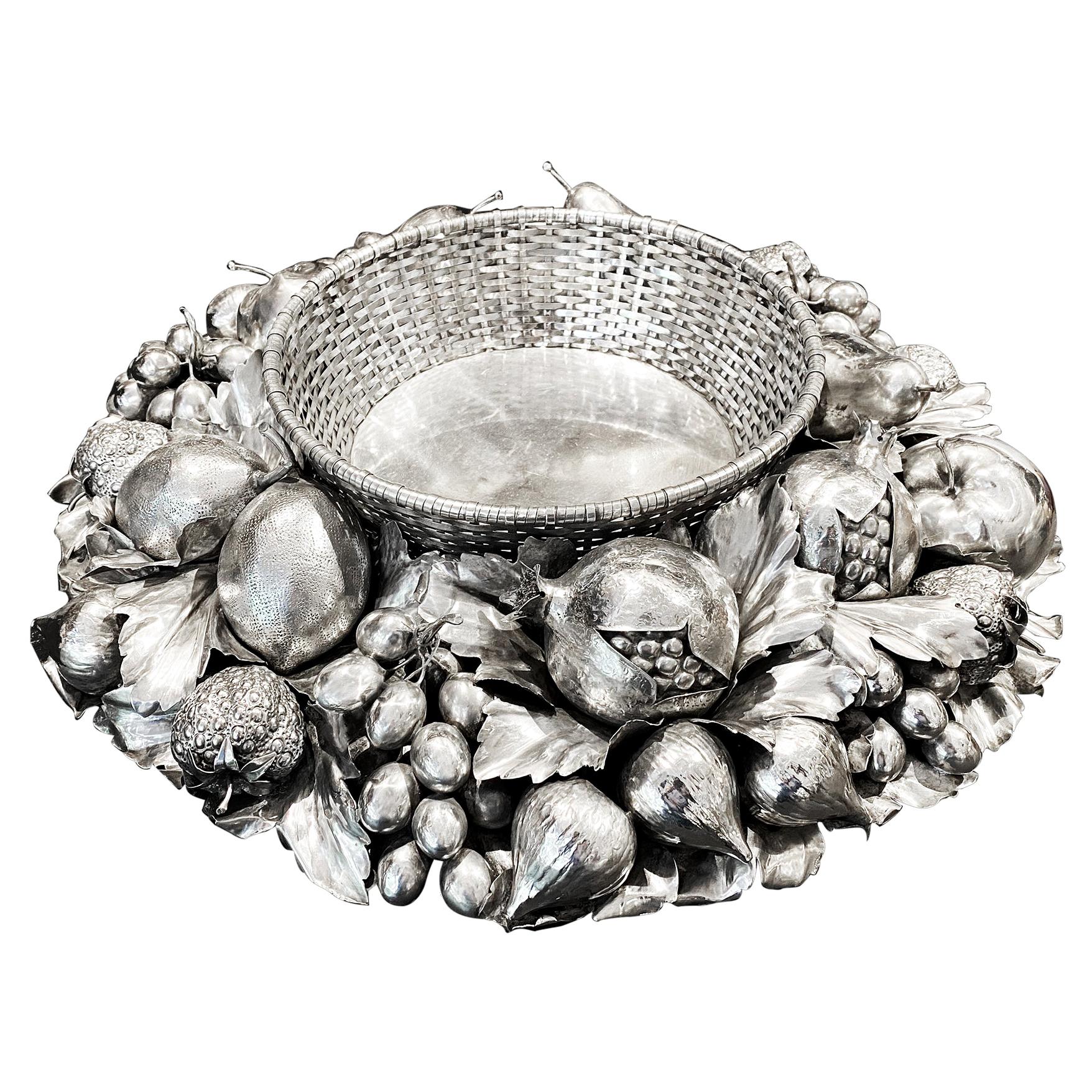 Buccellati Centerpiece Basket of Fruits, Silver Sterling, Mid 20th Century