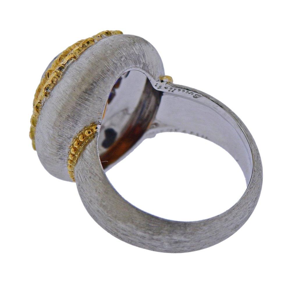 Women's or Men's Buccellati Citrine Sapphire Gold Ring For Sale