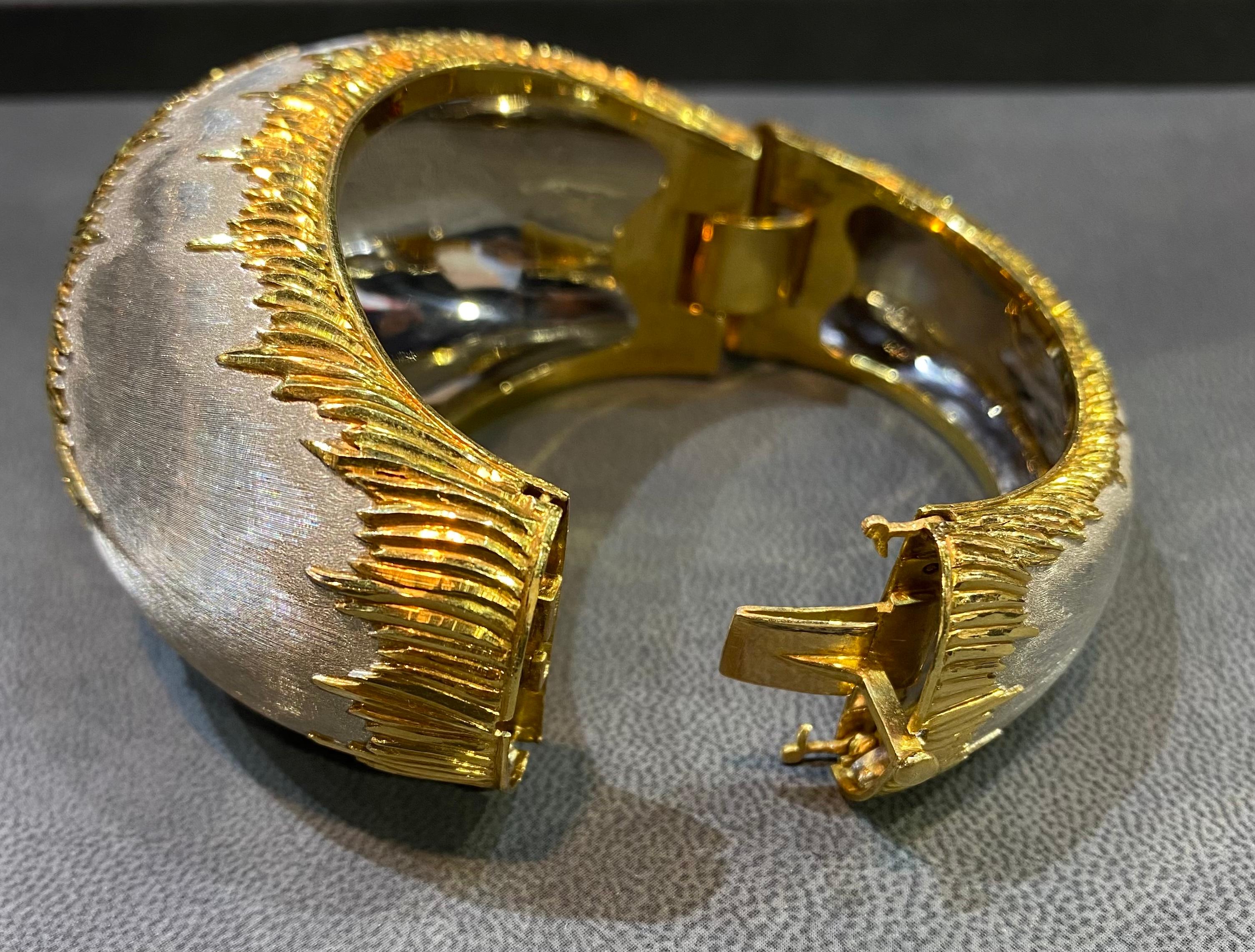 Buccellati Citrine Two Tone Gold Bangle Bracelet For Sale 1