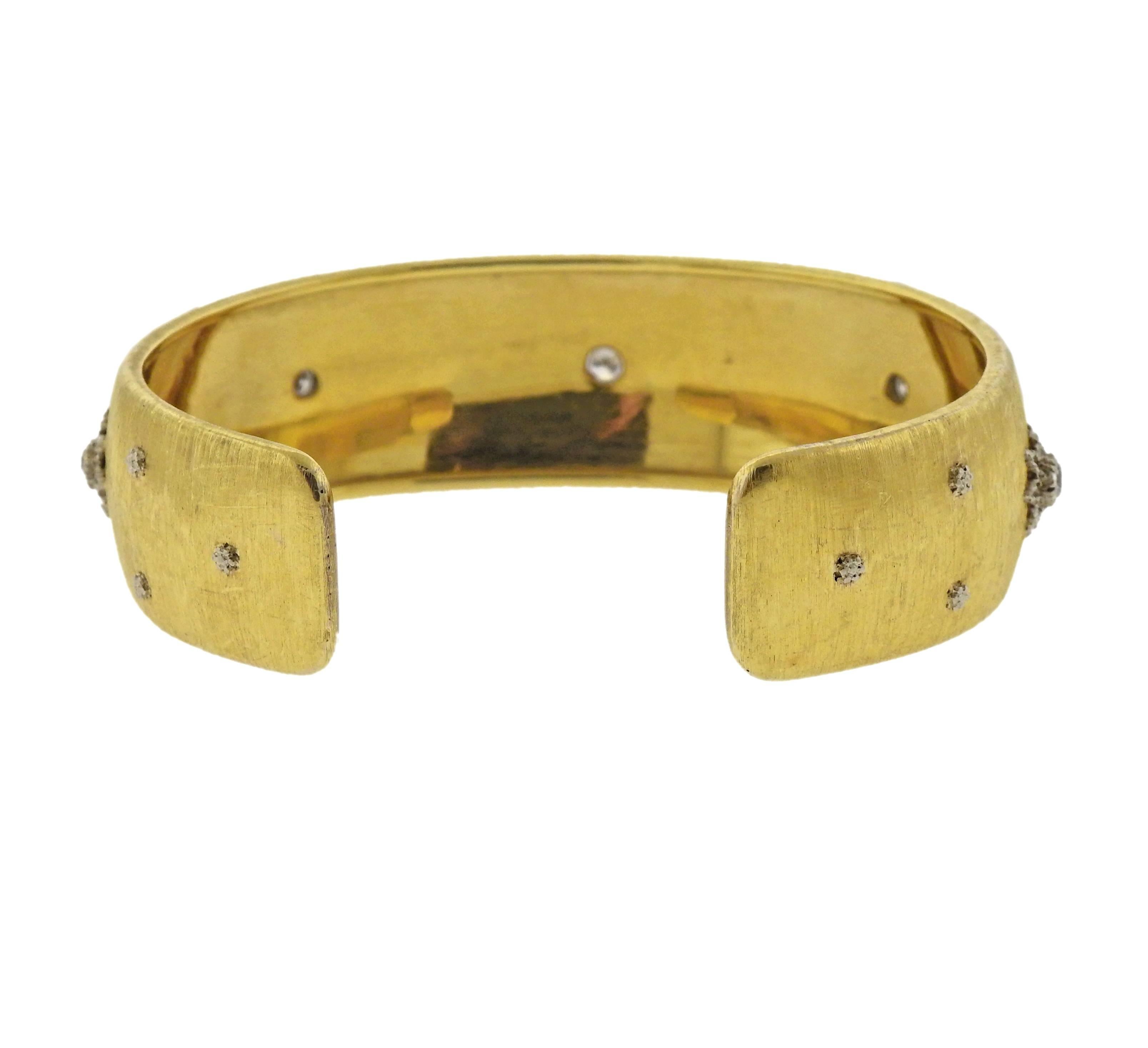 Round Cut Buccellati Classic Diamond Gold Bracelet For Sale