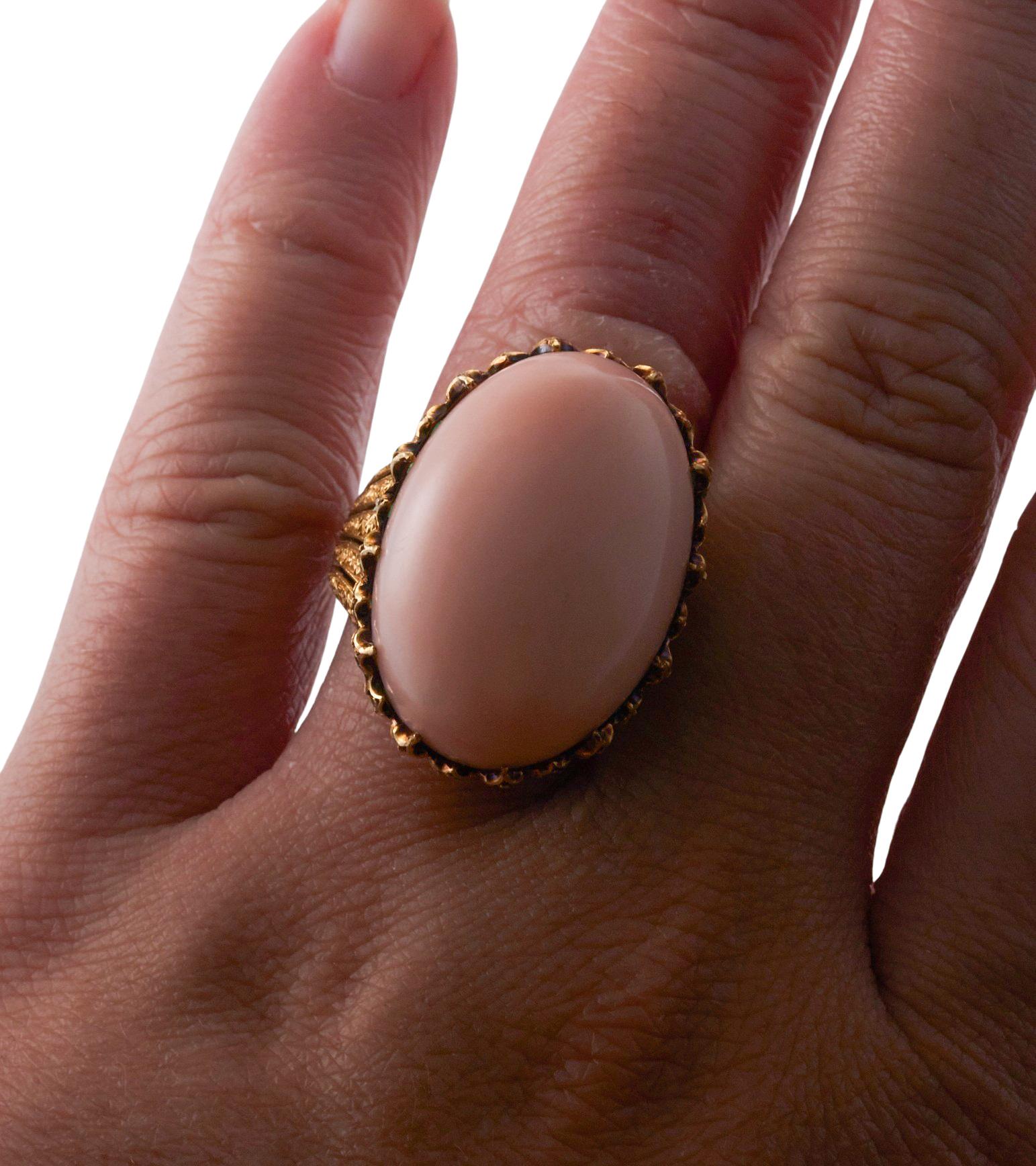 Women's Buccellati Coral Emerald Gold Ring