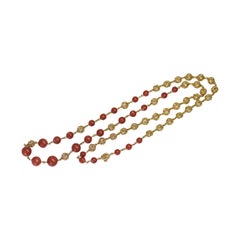 Buccellati Coral Gold Beads 18 Karat Yellow Necklace
