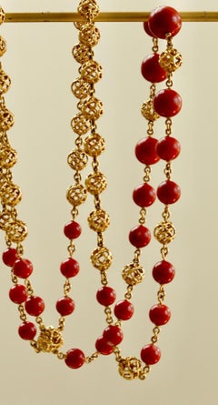 Buccellati Coral Gold Beads 18 Karat Yellow Necklace