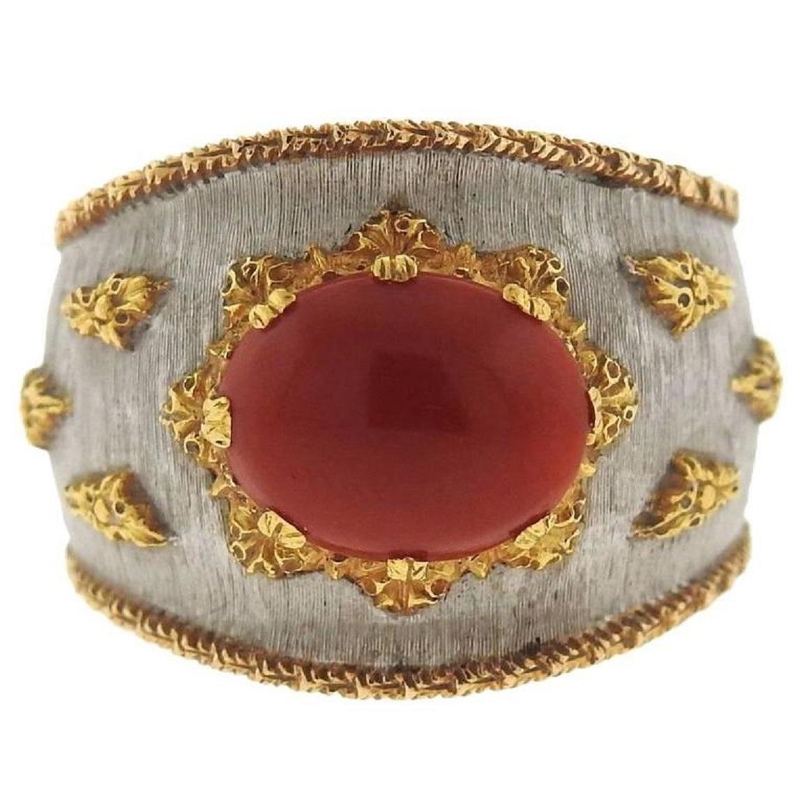 Buccellati Coral Gold Cuff Ring In Excellent Condition In Lambertville, NJ