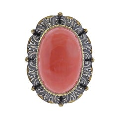 Buccellati Coral Silver Gold Cocktail Ring