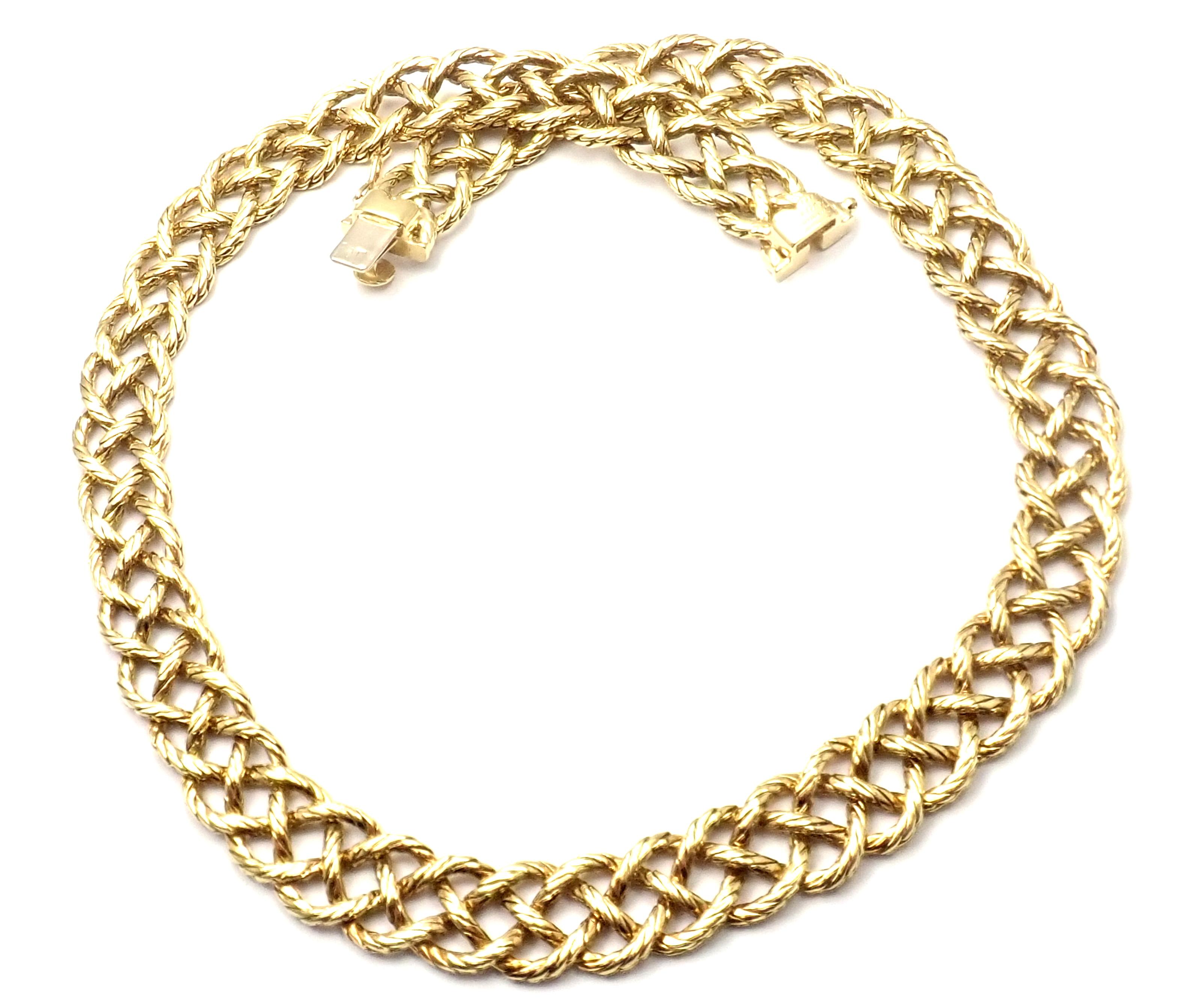 18k Yellow Gold Crepe De Chine Braided Link Necklace by Buccellati. 
This necklace comes with original box and and appraisal from Buccellati store.]
Details: 
Weight: 69.5 grams
Length: 16