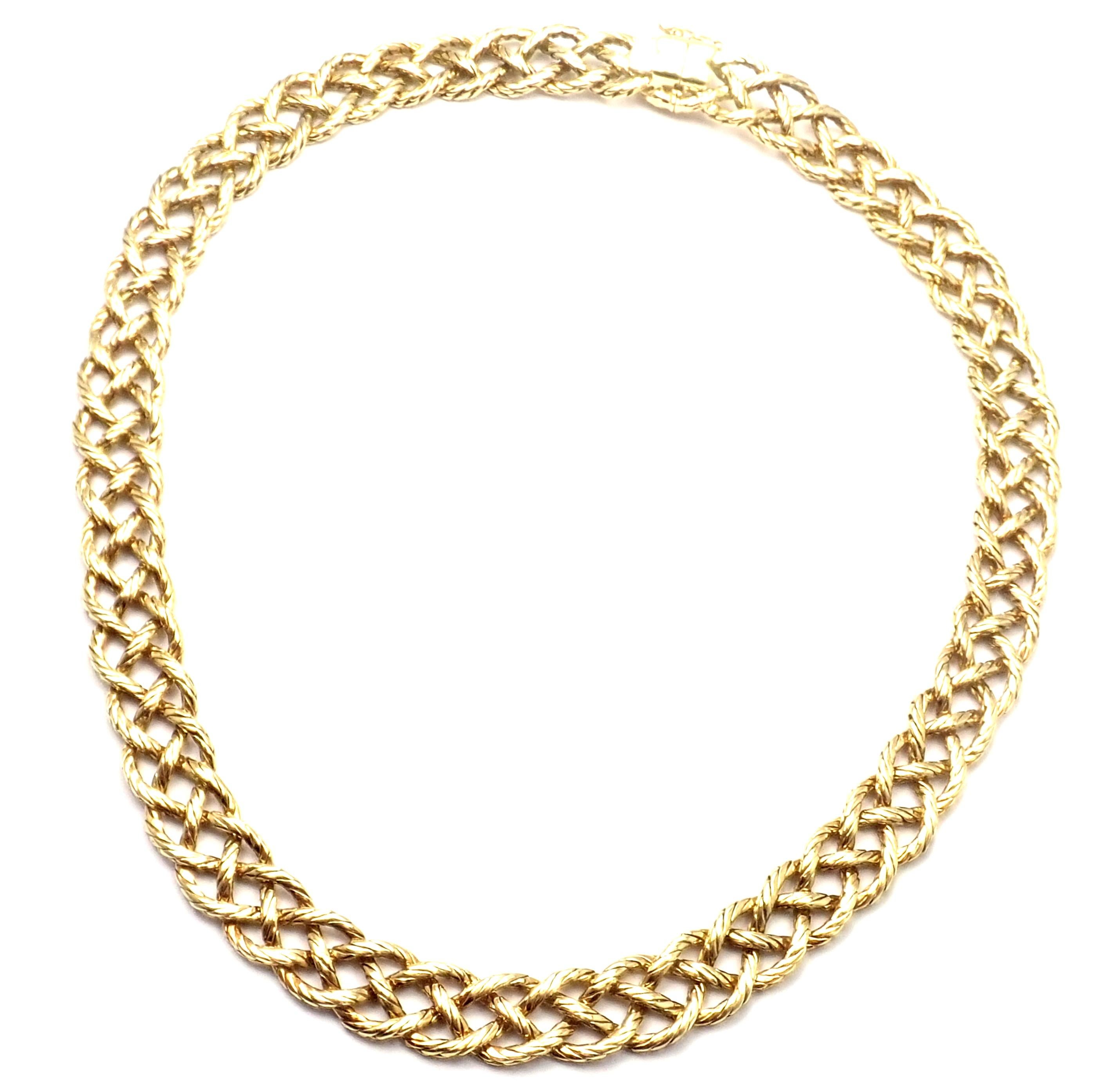 Buccellati Crepe De Chine Braided Link Yellow Gold Necklace In Excellent Condition In Holland, PA