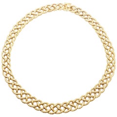 Buccellati Collier à maillons tressés en or jaune et crêpe de Chine