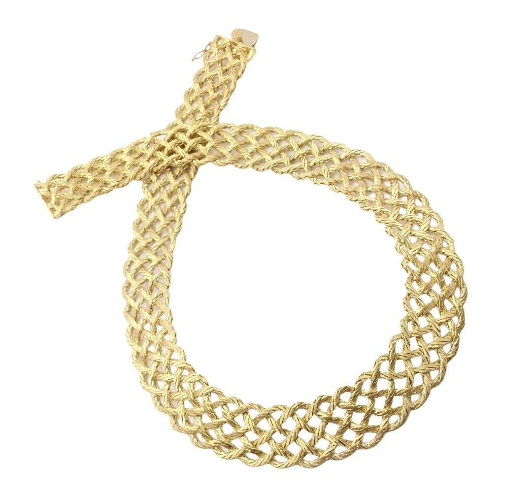 18k Yellow Gold Crepe De Chine Braided Wide Link Necklace by Buccellati. 
Details: 
Weight: 105.7 grams
Length: 16