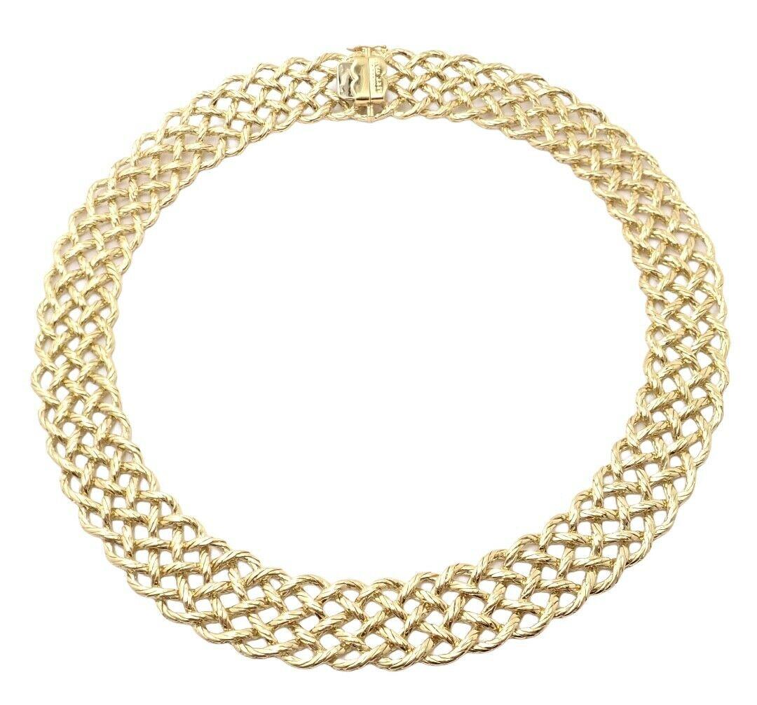 Buccellati Crepe De Chine Braided Wide Link Yellow Gold Necklace In Excellent Condition In Holland, PA