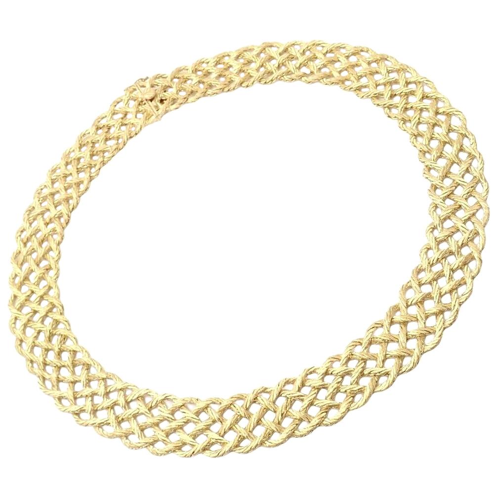 Buccellati Crepe De Chine Braided Wide Link Yellow Gold Necklace