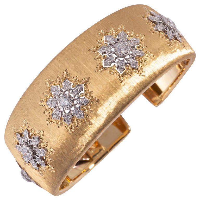 Buccellati Cuff with Diamonds in Gold For Sale at 1stDibs
