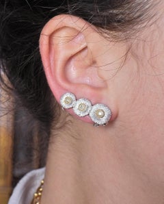 Buccellati Dailsy Blossom Silver Vermeil Diamond Earrings Ear Climbers