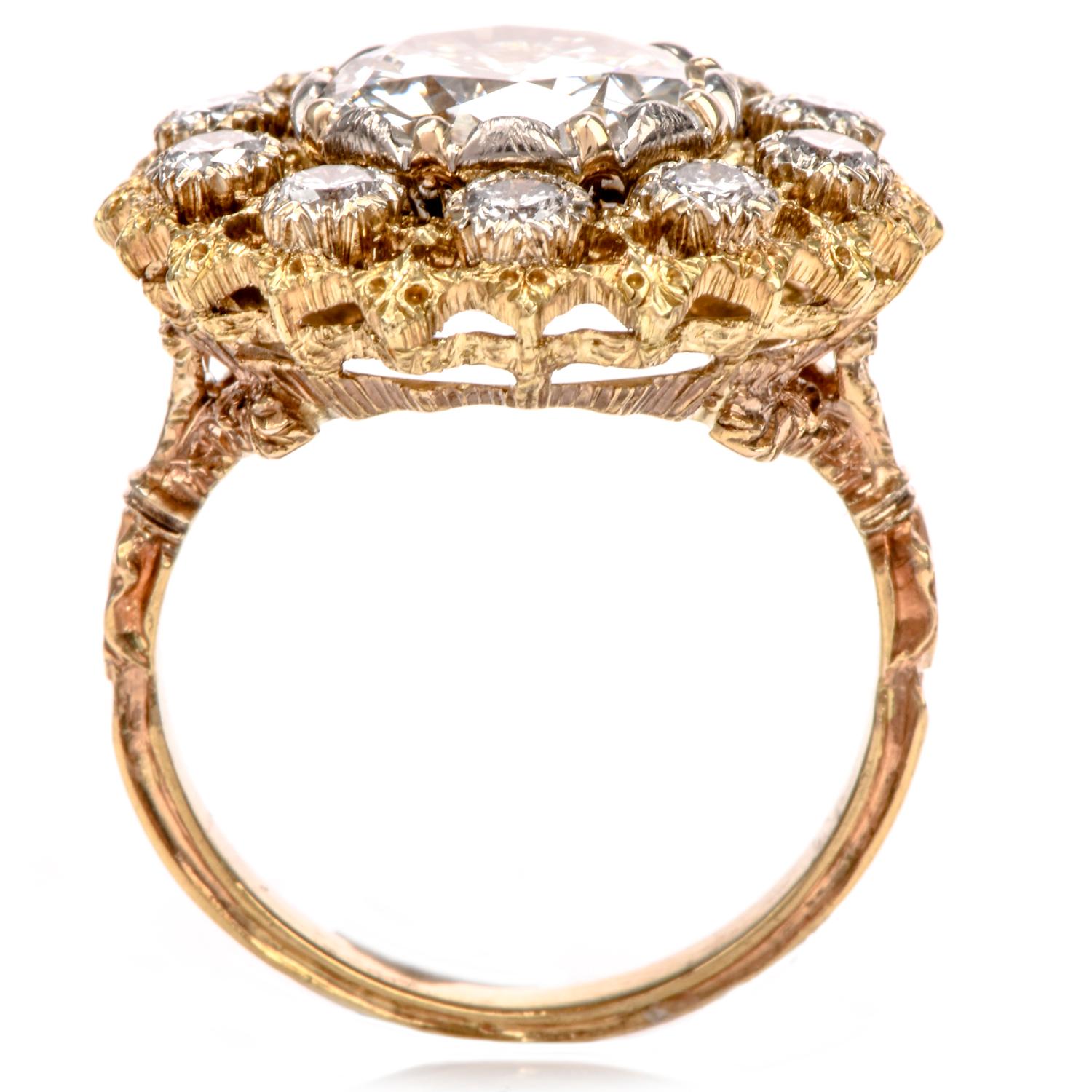 Round Cut Buccellati GIA Diamond 18 Karat Cocktail Engagement Ring