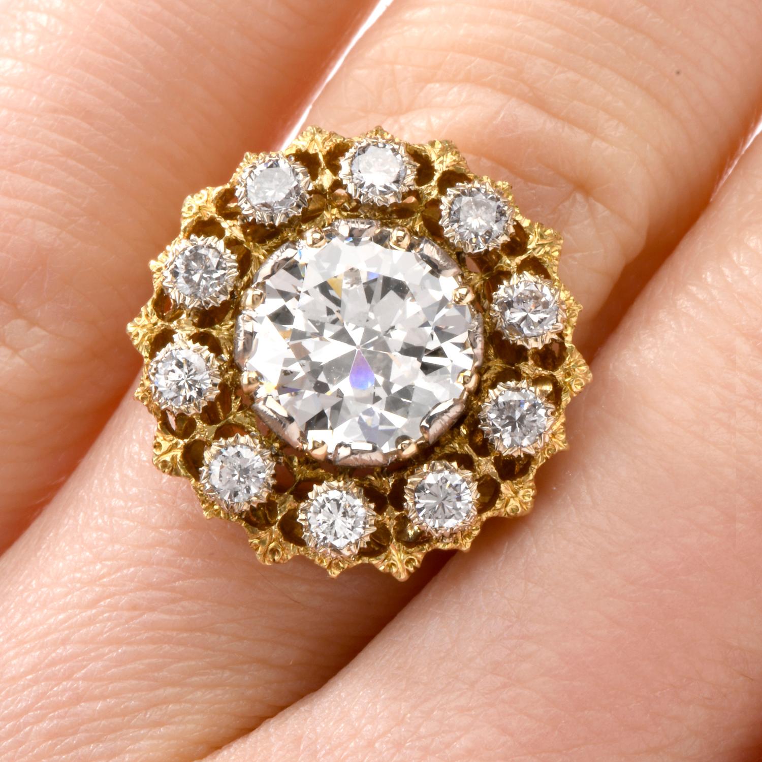 Women's or Men's Buccellati GIA Diamond 18 Karat Cocktail Engagement Ring