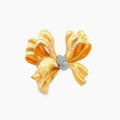 Buccellati Diamond 18K Gold Ribbon-Bow Brooch