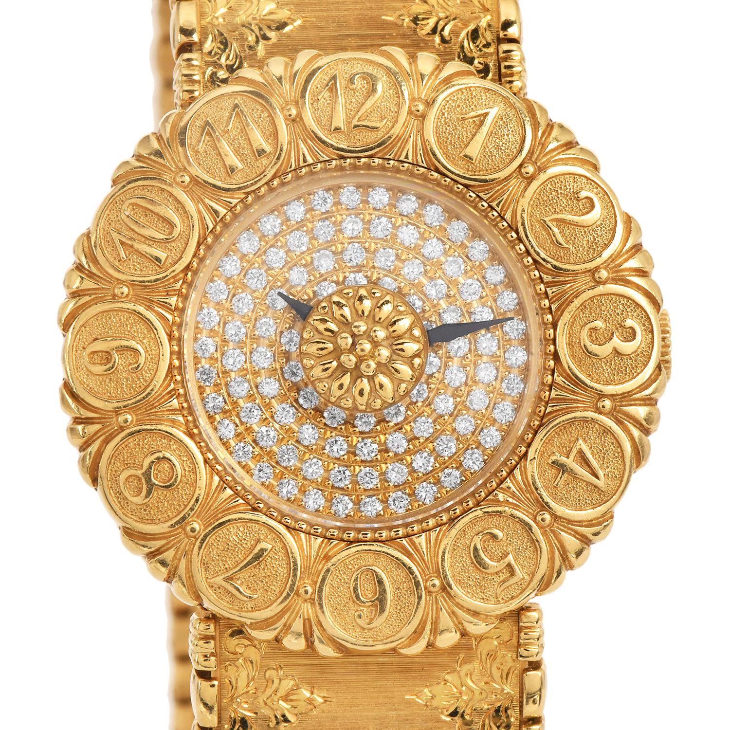 Modern Buccellati  Diamond 18k Yellow Gold Bracelet Watch