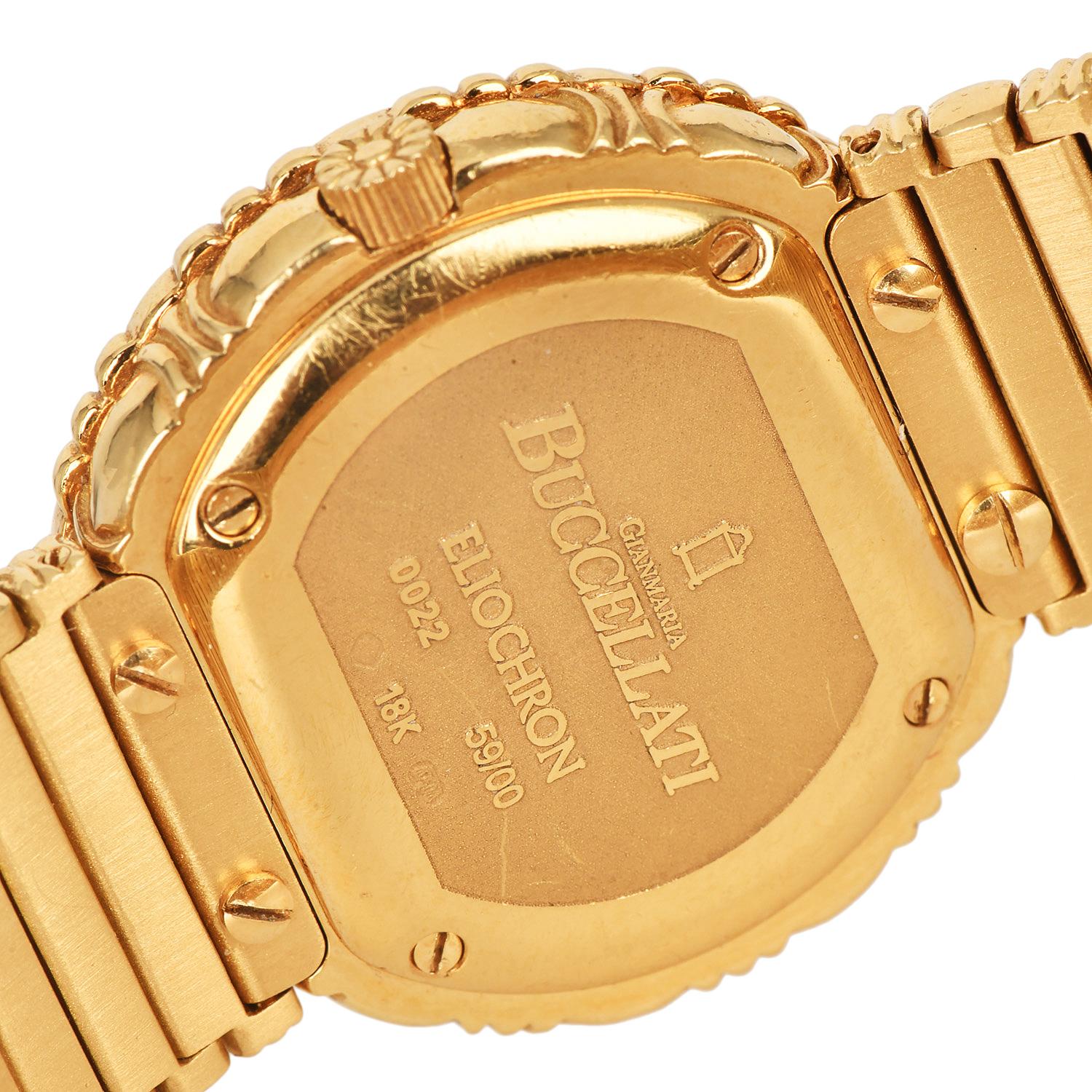 Buccellati  Diamond 18k Yellow Gold Bracelet Watch In Excellent Condition In Miami, FL