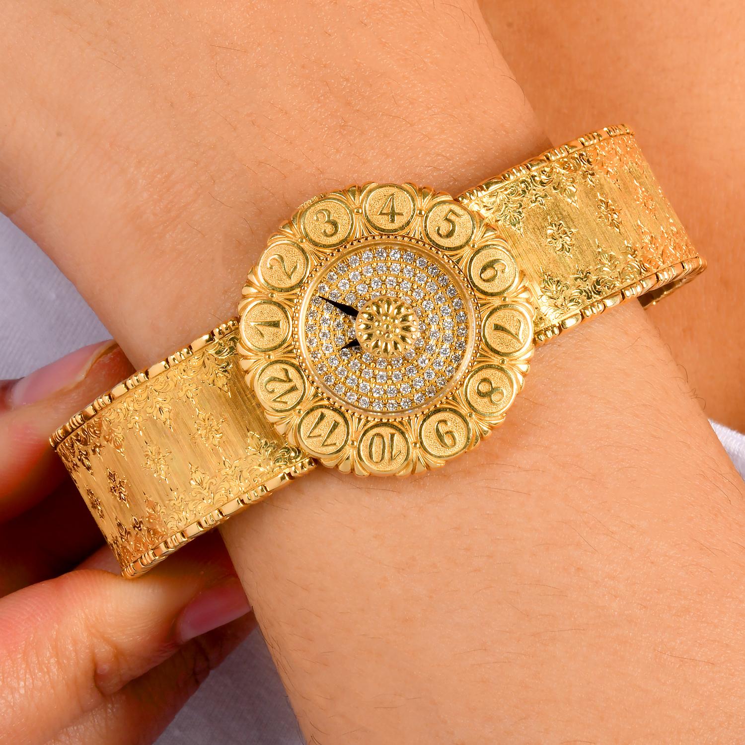 Buccellati  Diamond 18k Yellow Gold Bracelet Watch 3