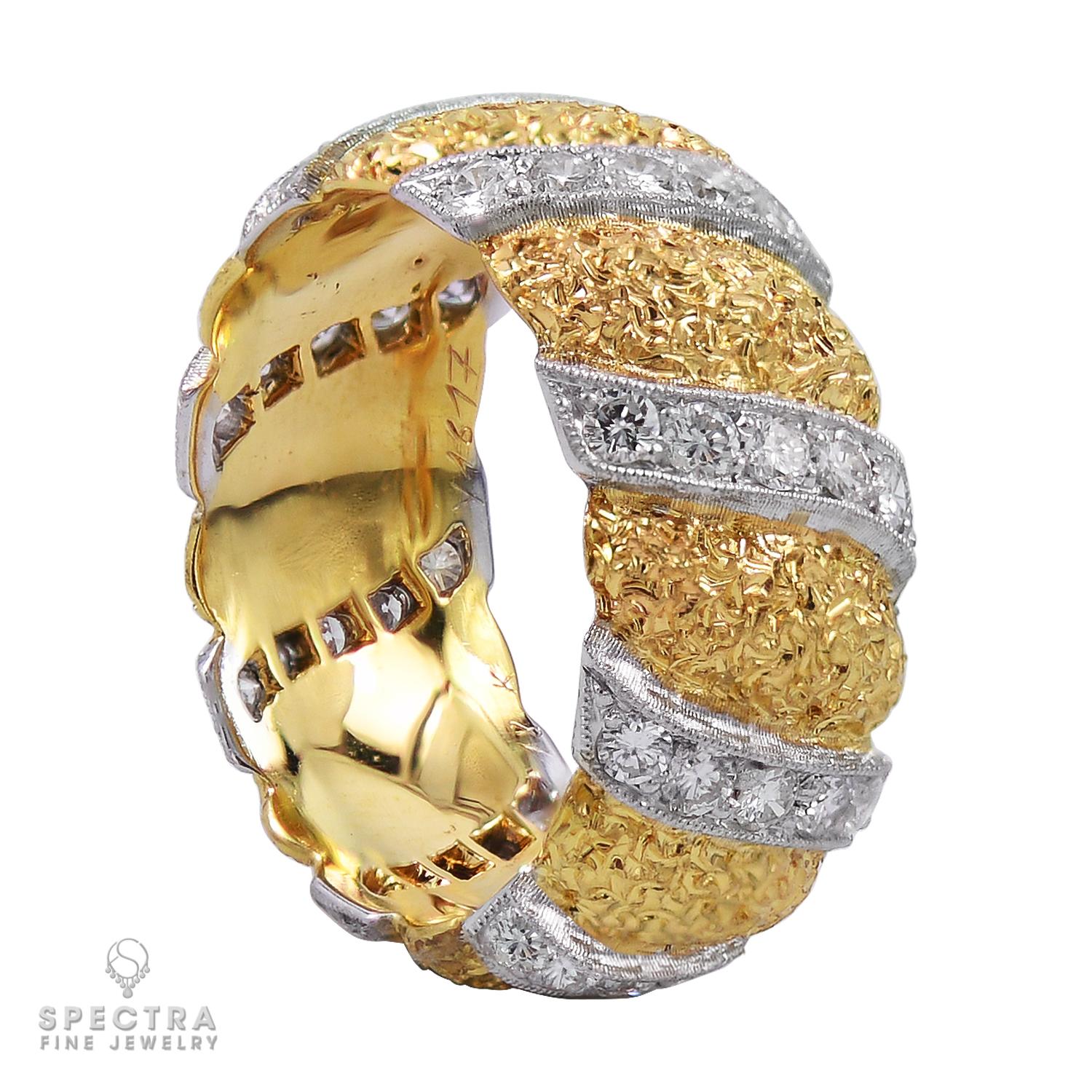 Round Cut Buccellati Diamond 18K Yellow Gold Ring