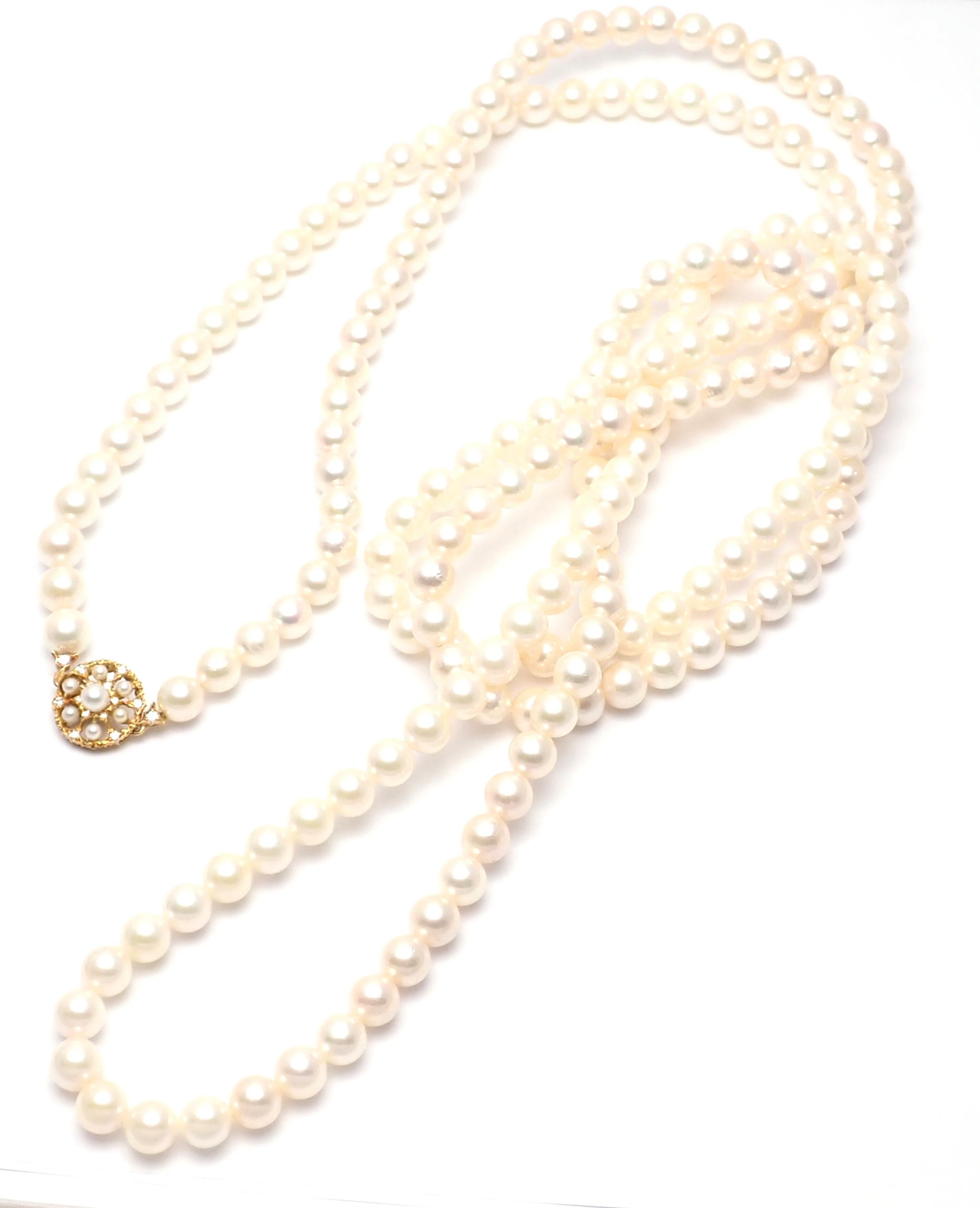 Buccellati Diamond 8mm Pearl Strand Yellow Gold Necklace 2